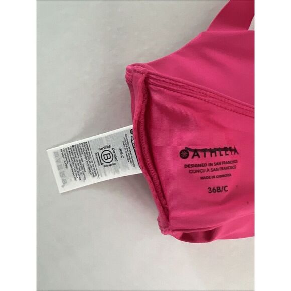 Athleta Women's Sz 36 B/C Pink Square Neck V Underwired Bra Cup Bikini Top - Picture 7 of 7